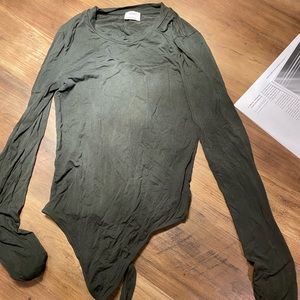 Aritzia Green Long Sleeve Bodysuit